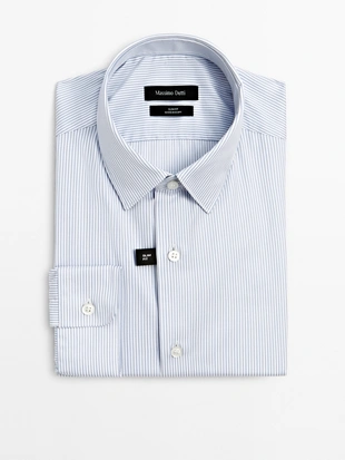 SKY BLUE|3522/518 - Massimo Dutti Рубашка в полоску с узким кроем