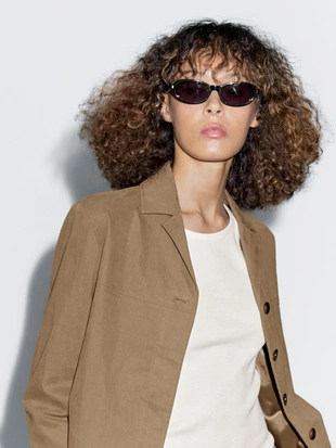 Пиджак из хлопкового микса с пуговицами- Заказать в России