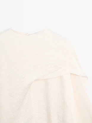 Блуза из шелка с оборками и воротником-стойкой - STUDIO- Заказать в России