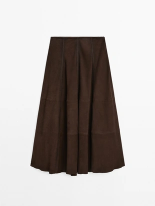 Юбка-миди из замши в стиле бохо- Заказать в России