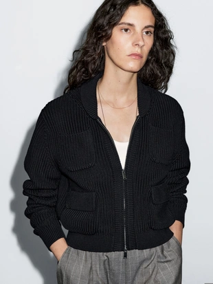Кардиган с молнией из вязаного трикотажа- Заказать в России
