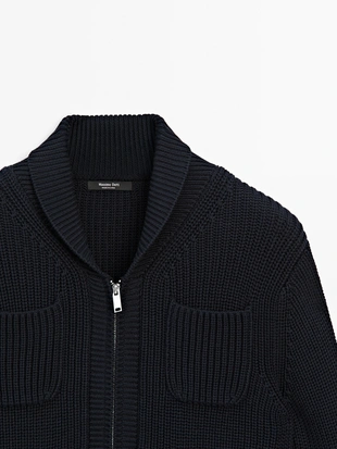 Кардиган с молнией из вязаного трикотажа- Заказать в России