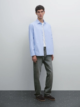 Рубашка из полосатого поплина REGULAR FIT- Заказать в России