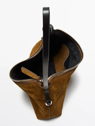 Сумочка из замши с раздельным кожаным покрытием- Заказать в России