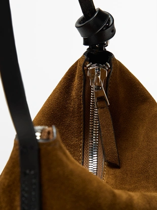 Сумочка из замши с раздельным кожаным покрытием- Заказать в России