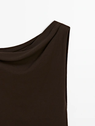 Топ с драпировкой и деталью узла из хлопка- Заказать в России