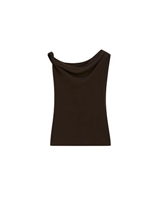 Топ с драпировкой и деталью узла из хлопка- Заказать в России