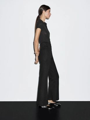 BLACK|5772/580 - Massimo Dutti Широкие вязаные брюки