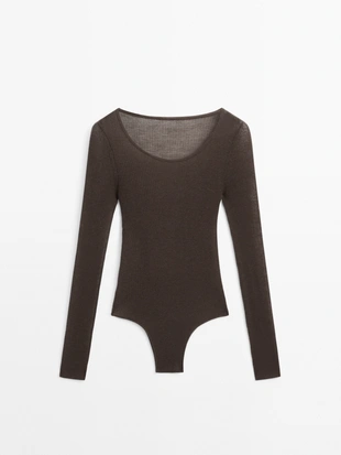 MOLE BROWN|9540/953 - Massimo Dutti Боди из полупрозрачной 100% шерсти - STUDIO