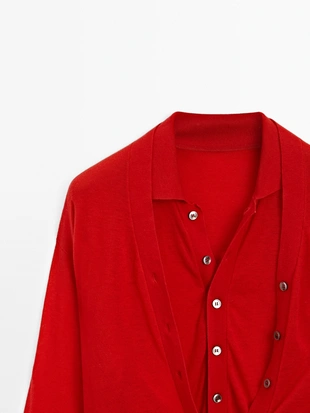 RED|9800/953 - Massimo Dutti Кардиган из 100% шерсти с возможностью носки - STUDIO