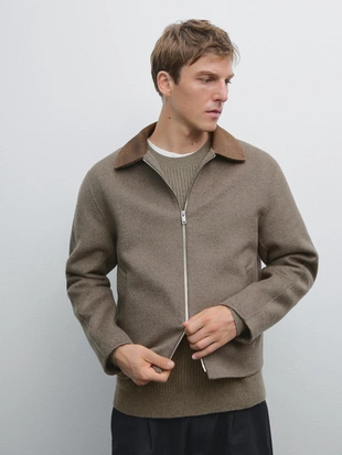 Купить Massimo Dutti Шерстяной пиджак с деталями двойного воротника