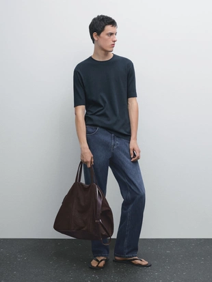 Футболка из 100% хлопка с ребристыми отделками- Заказать в России