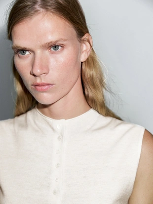 Купить Massimo Dutti Жилет из вязаного шерстяного микса с укороченным силуэтом