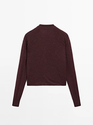 BURGUNDY|9800/953 - Massimo Dutti Кардиган из 100% шерсти с возможностью изменения длины - STUDIO