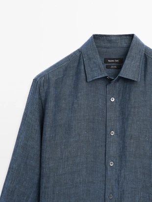 Рубашка из 100% льна в классическом крое- Заказать в России