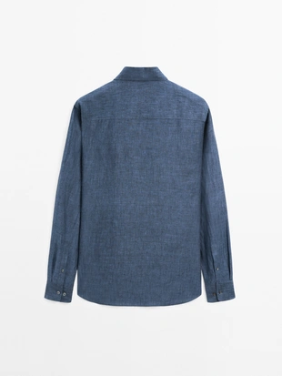 Рубашка из 100% льна в классическом крое- Заказать в России