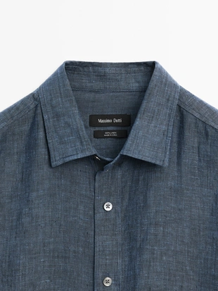 Рубашка из 100% льна в классическом крое- Заказать в России