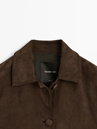 Купить Massimo Dutti Короткая куртка из замши с подкладкой из кожи на пуговицах