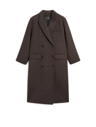 Пальто из шерстяной смеси с длинным запахом- Заказать в России