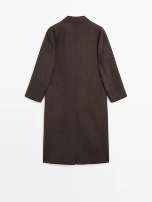 Пальто из шерстяной смеси с длинным запахом- Заказать в России