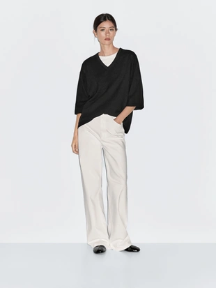 Водолазка из шерстяно-акрилового микса с V-образным вырезом- Заказать в России