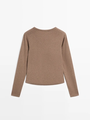 Купить Massimo Dutti Футболка с длинным рукавом и круглым низом