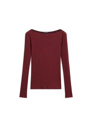 Футболка с длинным рукавом в полоску с деталями отделки- Заказать в России