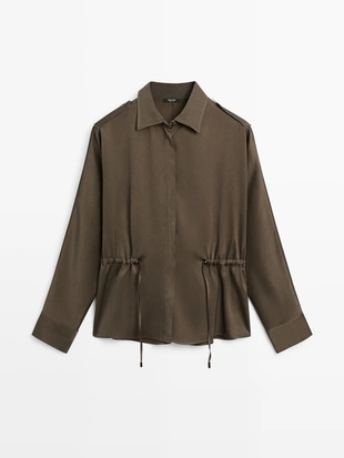 Рубашка со шнуровкой на талии- Заказать в России