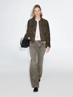 Джинсы с широкими штанинами и средней посадкой- Заказать в России