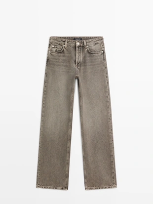 Джинсы с широкими штанинами и средней посадкой- Заказать в России