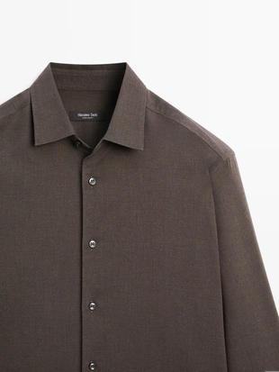 SLIM FIT MELANGE TWILL SHIRT- Заказать в России
