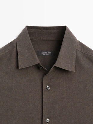 SLIM FIT MELANGE TWILL SHIRT- Заказать в России