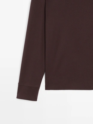 Купить Massimo Dutti Поло с длинным рукавом и контрастным воротником
