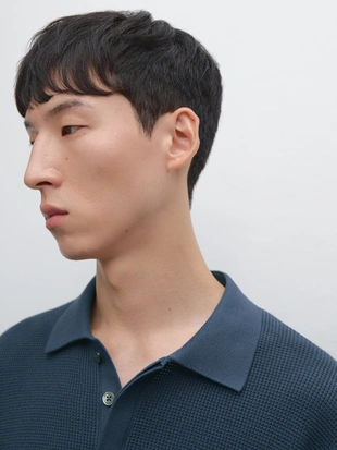 Поло из текстурированного хлопкового трикотажа- Заказать в России