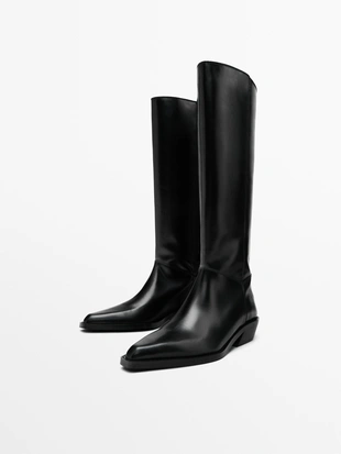 Кожаные ковбойские сапоги MASSIMO DUTTI- Заказать в России