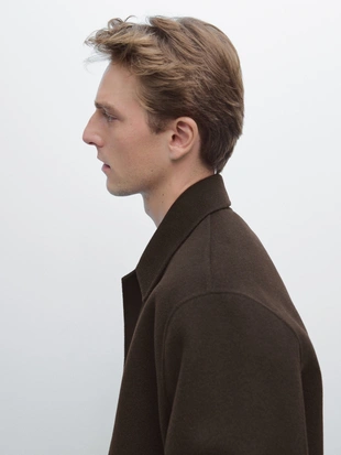 BROWN|3545/532 - Massimo Dutti Пальто из шерстяно-полиэфирного смесового материала
