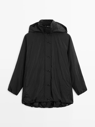 Утепленный парка с высоким воротником и водоотталкивающей отделкой- Заказать в России