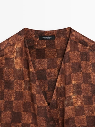 Сатиновый топ с завязками- Заказать в России