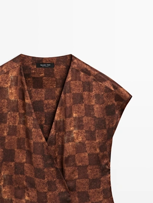 Сатиновый топ с завязками- Заказать в России