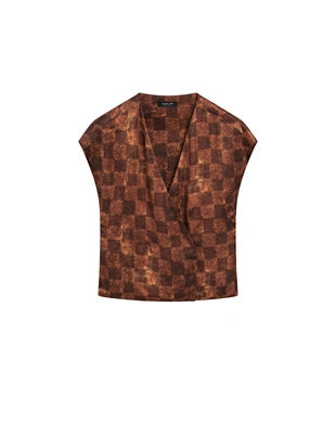 Сатиновый топ с завязками- Заказать в России