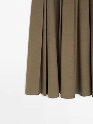 MINK|5224/505 - Massimo Dutti Плиссированная миди-юбка с деталями на поясе