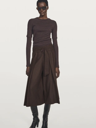 BROWN|5220/505 - Massimo Dutti Юбка-шорты с поясом