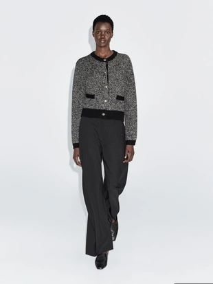 BLACK|5786/593 - Massimo Dutti Кардиган из шерстяной смеси с пуговицами в золотом цвете