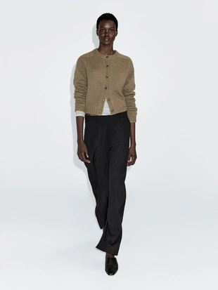 PALE GREEN|5816/595 - Massimo Dutti Кардиган из 100% шерсти с раглановым рукавом