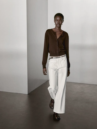 Chocolate|5658/574 - Massimo Dutti Кардиган из вязаного материала с деталями на пуговицах со стразами