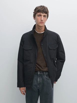 NAVY BLUE|3116/408 - Massimo Dutti Пуховик с водоотталкивающей отделкой