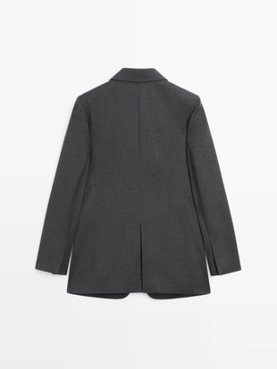 GREY|6043/716 - Massimo Dutti Пиджак из 100% шерсти серого цвета