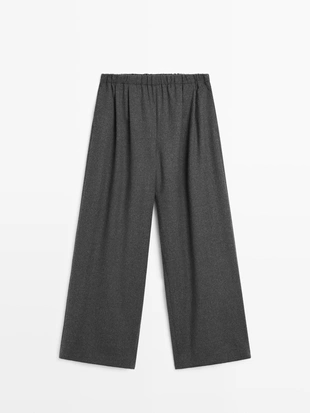 Брюки из шерстяной смеси с эластичным поясом- Заказать в России