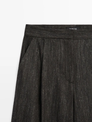BLACK|5065/714 - Massimo Dutti Брюки с защипами и вставкой из меланжевой ткани