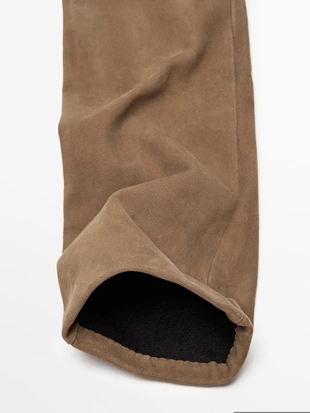 Длинные замшевые кожаные перчатки- Заказать в России